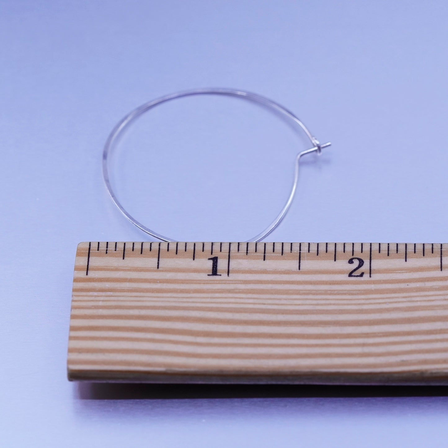1.5”, vintage Sterling silver handmade earrings, 925 simple hoops