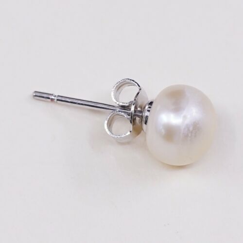 Vtg STERLING SILVER earrings with pearl studs, silver tested