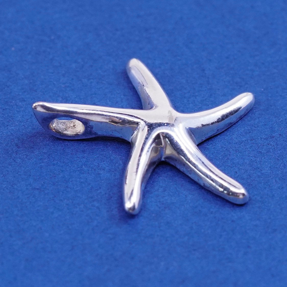 vtg Sterling silver handmade pendant, 925 starfish charm, stamped 925