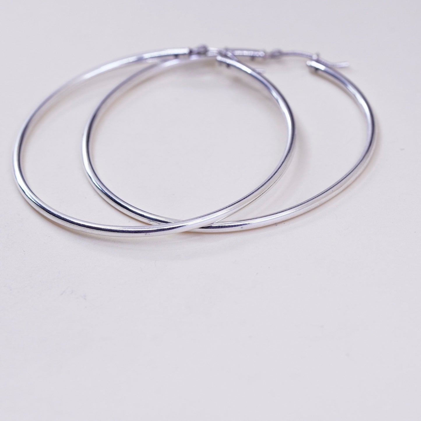 2.25”, vintage ATI sterling silver handmade earrings, 925 huge textured hoops