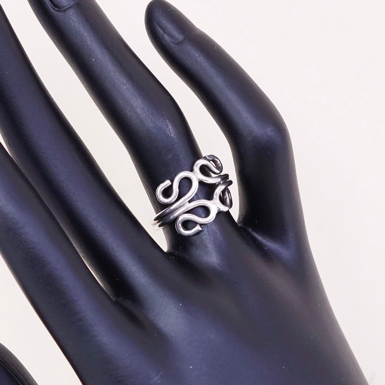Size 4.5, VTG sterling silver handmade wired ring, 925 filigree band