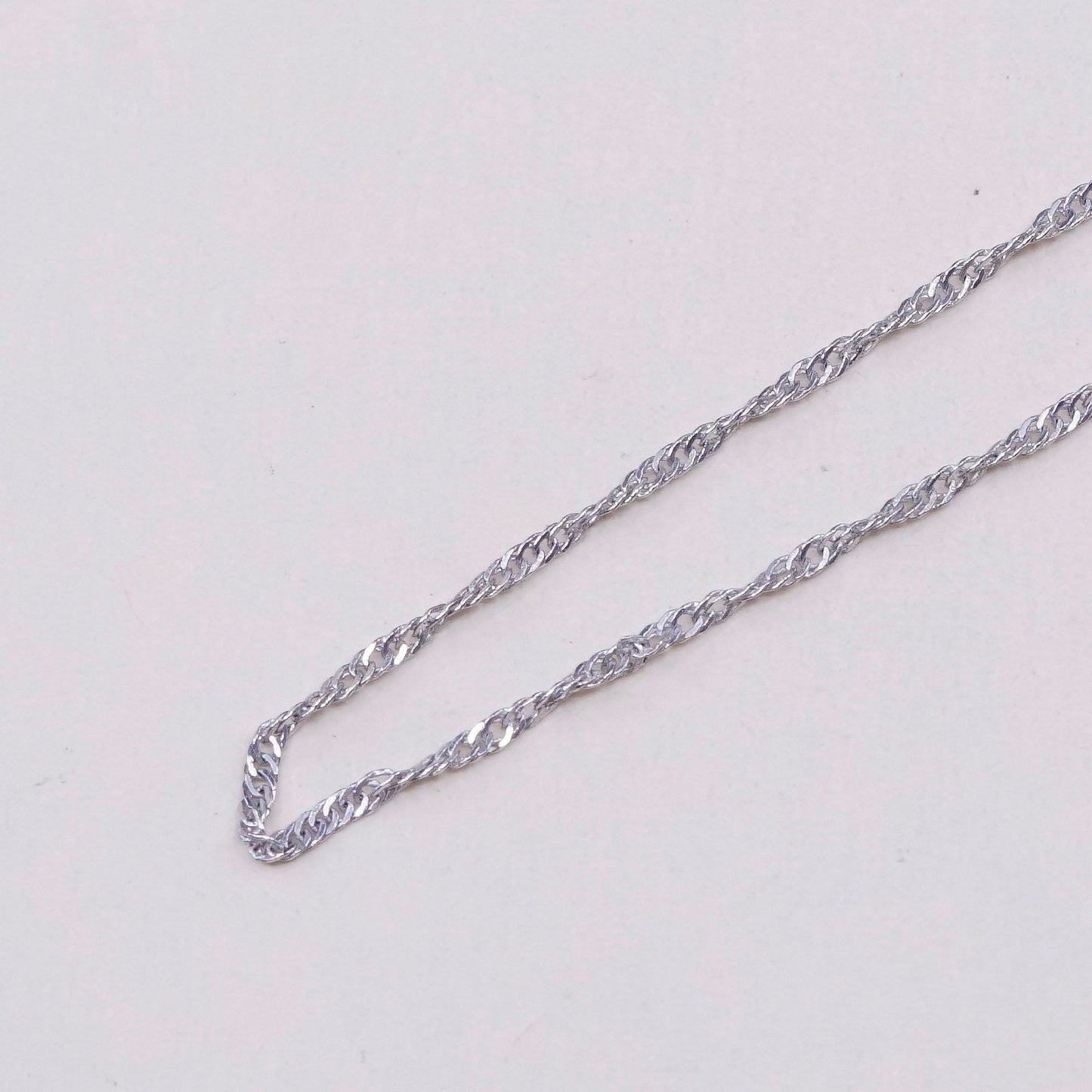 18”, 1.6mm, vtg sterling silver Italy 925 silver twisted curb chain, necklace