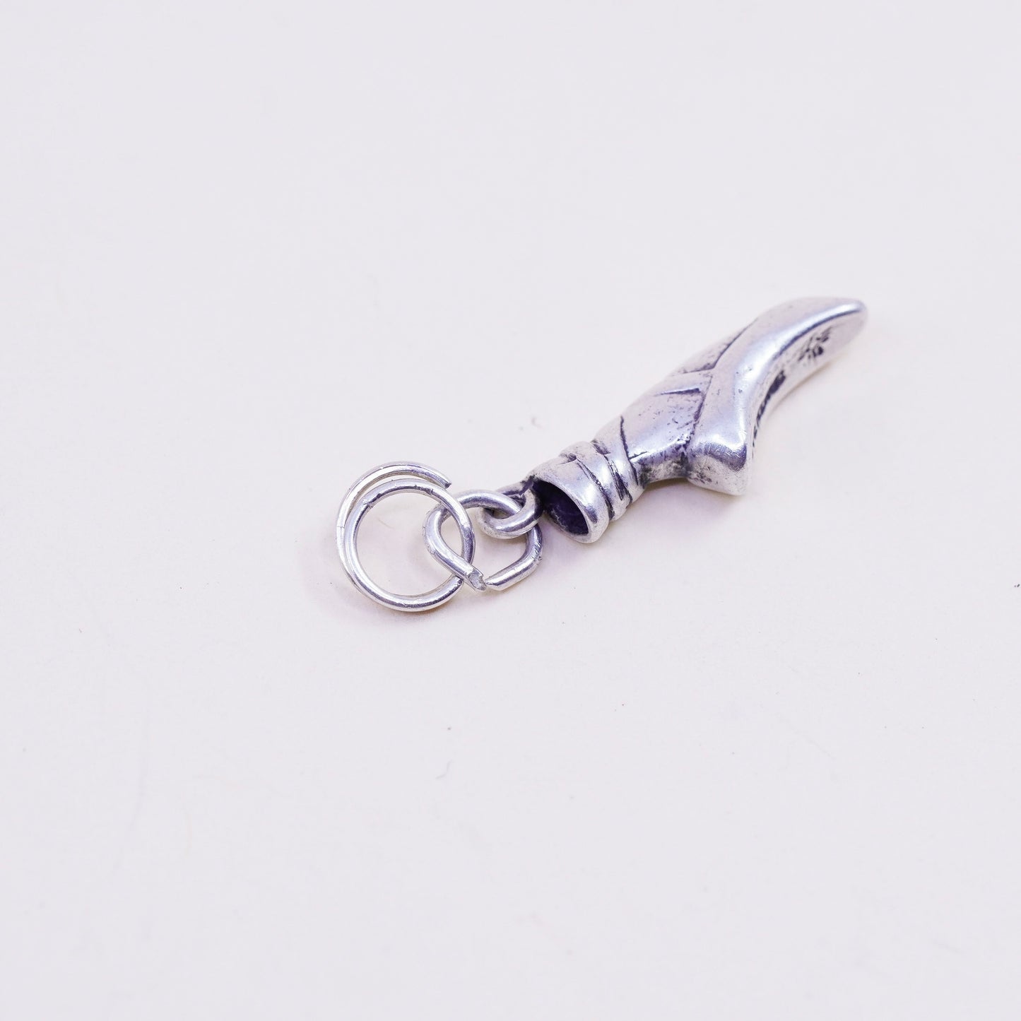 Vintage sterling silver handmade ballerina girl shoe foot charms, 925 pendant