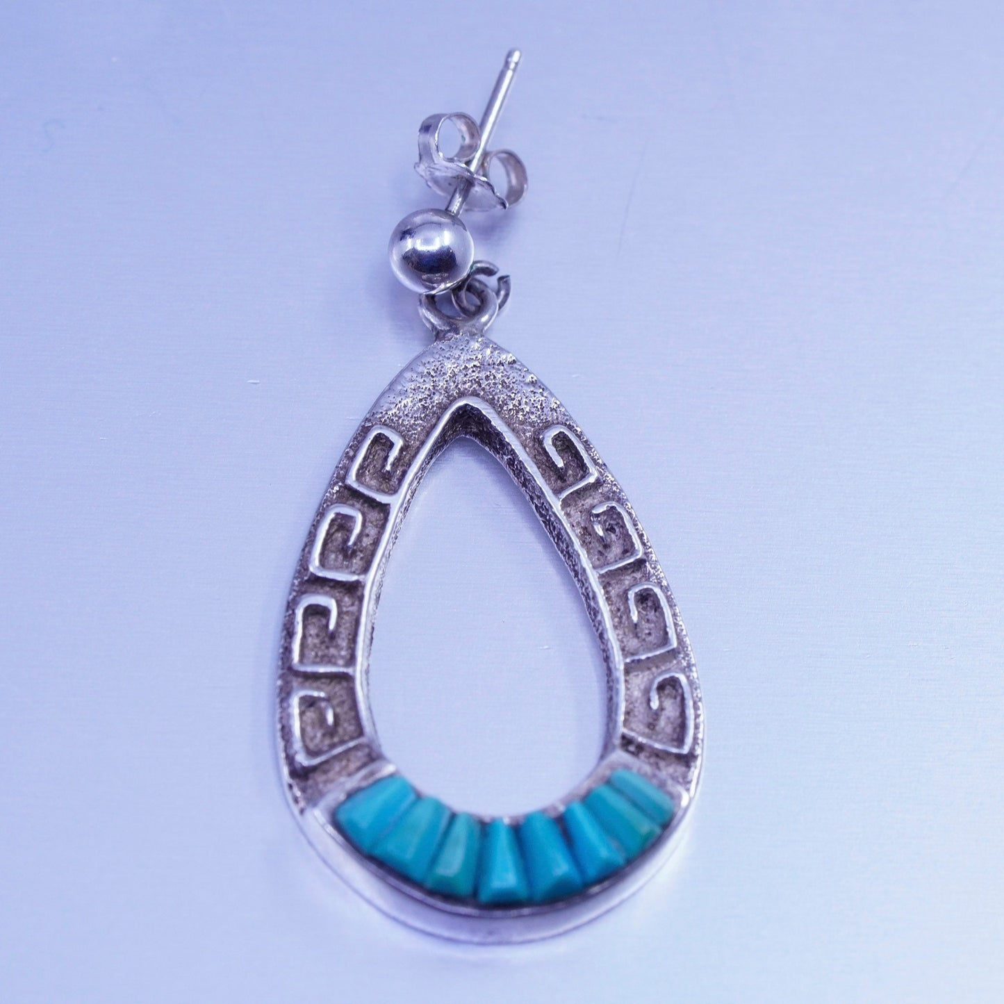 Native American Navajo sterling 925 silver handmade teardrop earrings turquoise