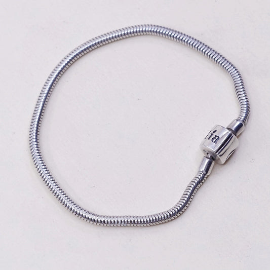 7.25”, 3mm, vintage Italy halia Sterling 925 silver bracelet, bold snake chain