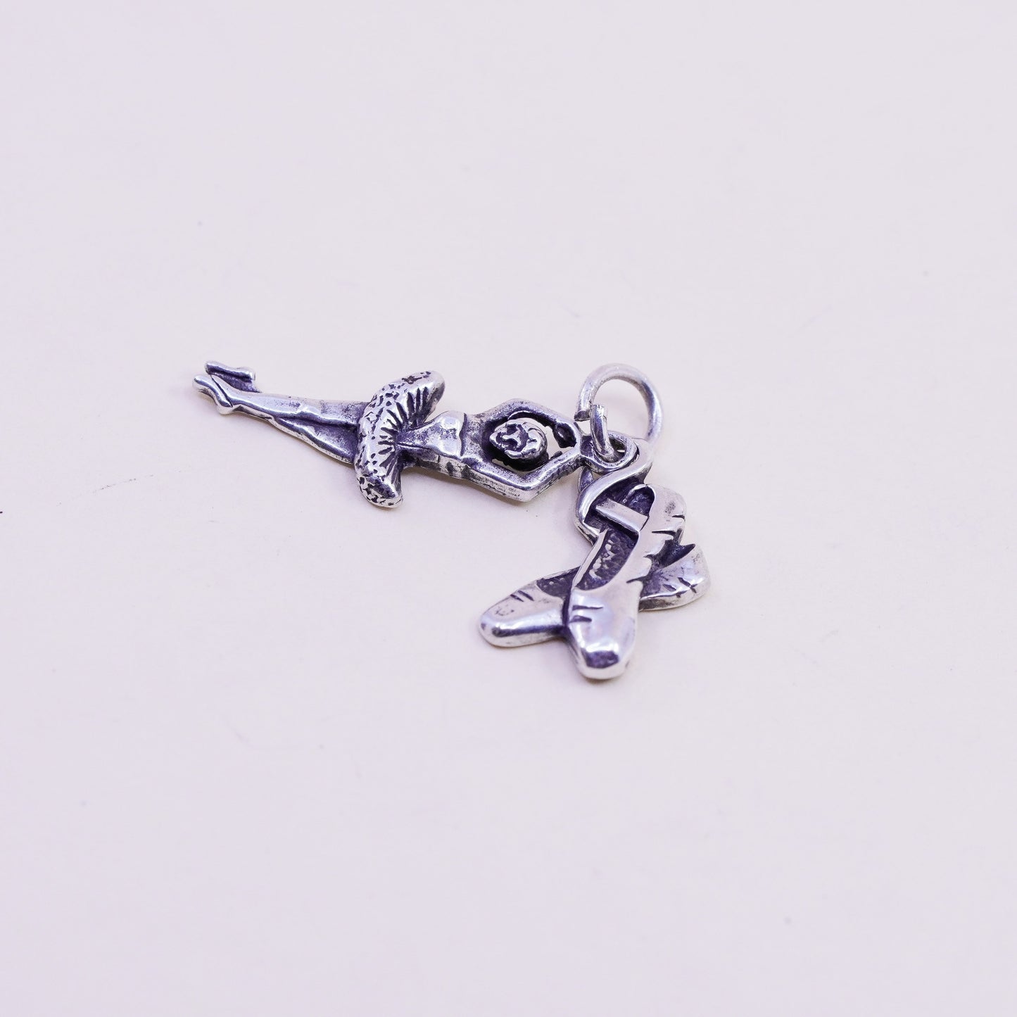 Vintage sterling silver ballerina girl shoes charms, 925 pendant