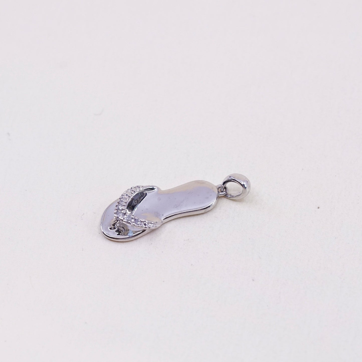 Vintage Sterling silver handmade pendant, 925 sandal with crystal strap