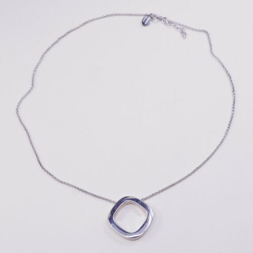 16+1”, 925 italy dyadema Sterling Silver Circle Chain Necklace W/ Ring Pendant