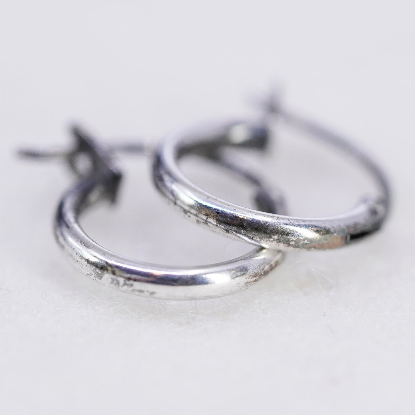 10mm, vintage Sterling silver handmade earrings, 925 hoops