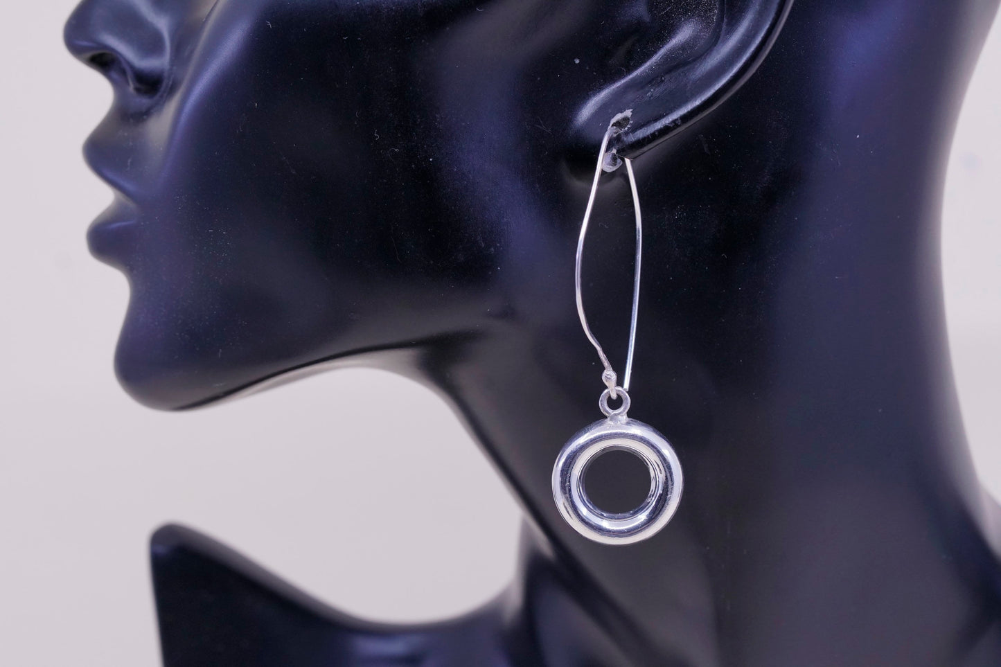 Vintage sterling silver handmade earrings, 925 circles dangle