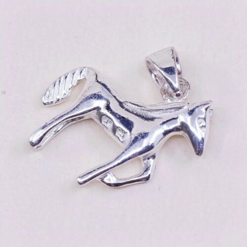 Vtg Handmade Sterling 925 silver Horse Pendant, Charm, Stamped 925