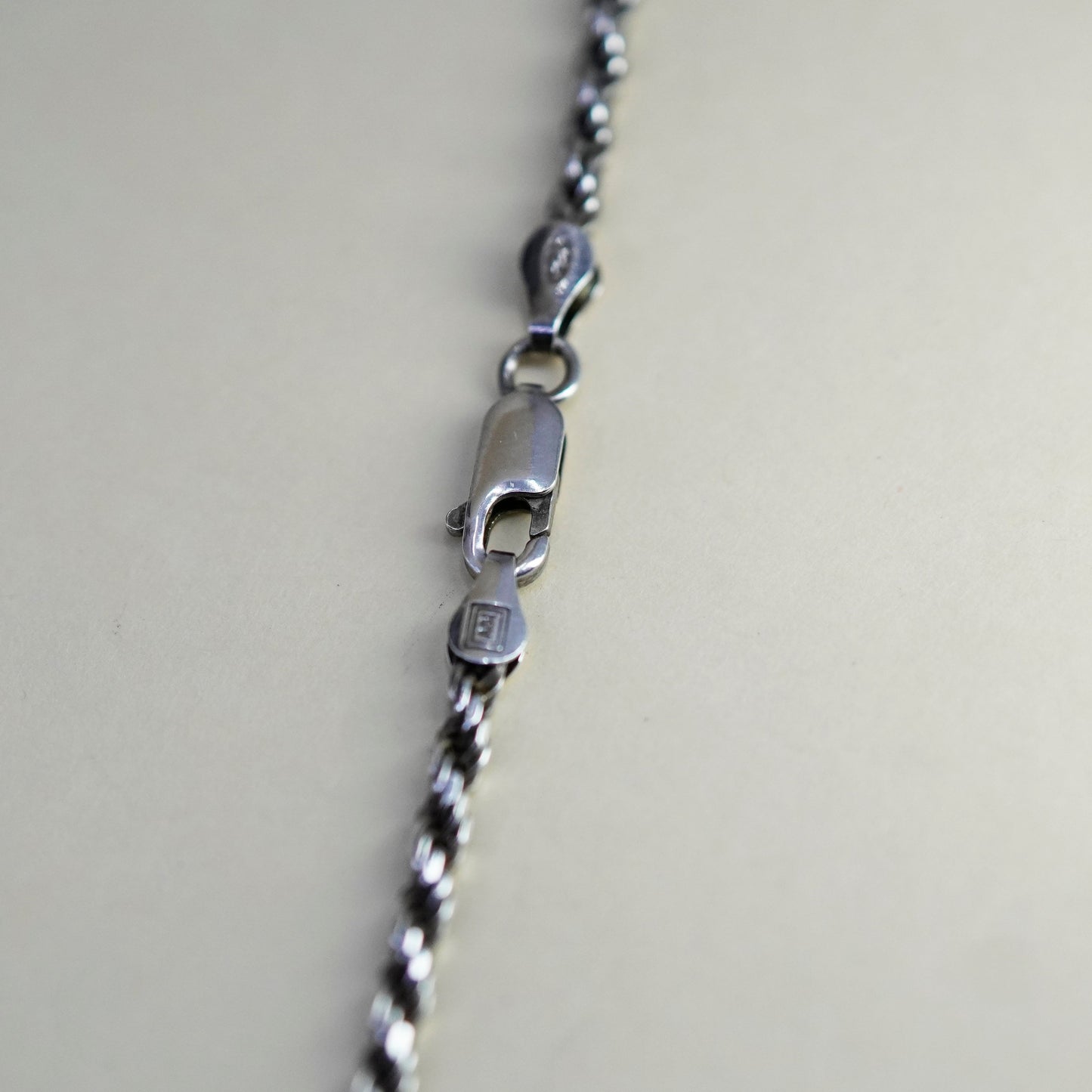 30”, 3mm, vintage Sterling silver necklace, 925 diamond rope chain