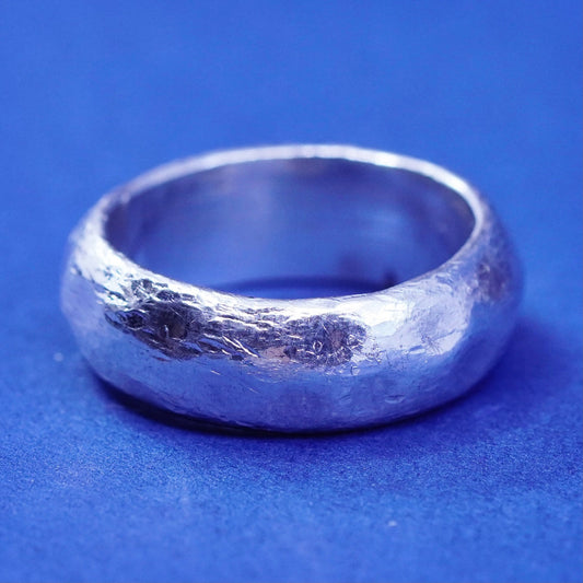 Size 4.75, vintage Sterling silver handmade ring, hammered 925 wedding band
