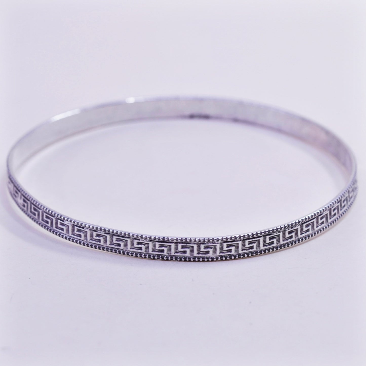 8”, Guglielmo Cini sterling silver handmade 925 bracelet greek key bangle