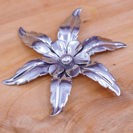 Vintage meixco handmade sterling 925 silver flower brooch