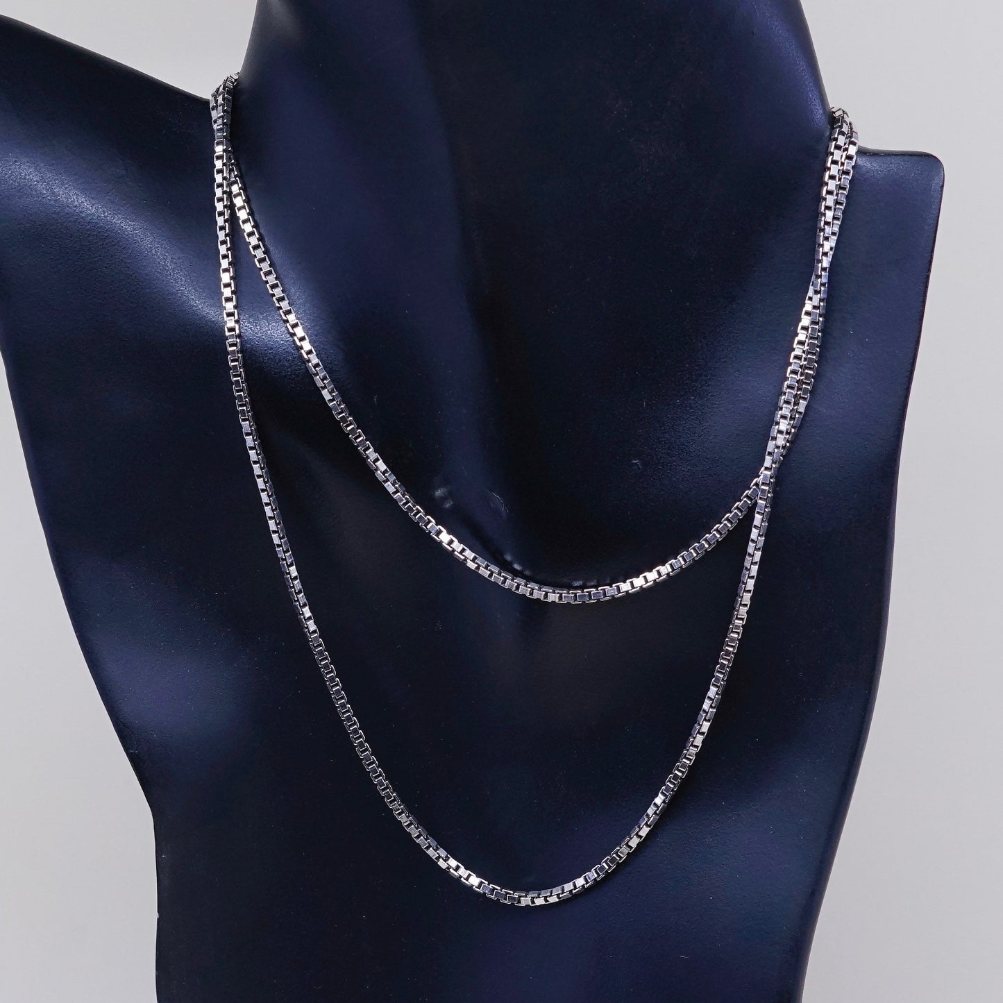 30”, 2mm, Vintage Italy sterling silver Italy 925 silver box chain, necklace