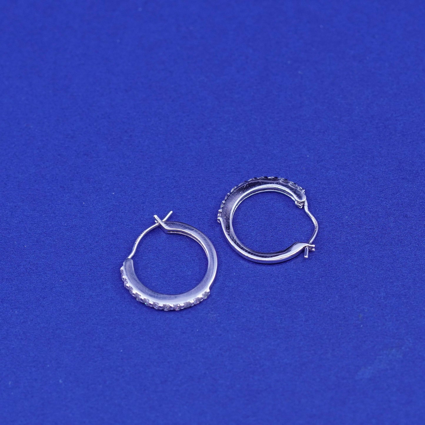 0.5", vintage Sterling silver handmade hoop earrings, fine 925 silver huggie