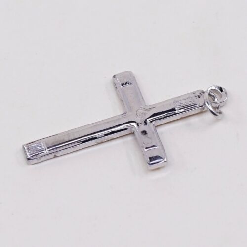 Vintage Sterling Silver Handmade Pendant, 925 silver cross Charm, Stamped