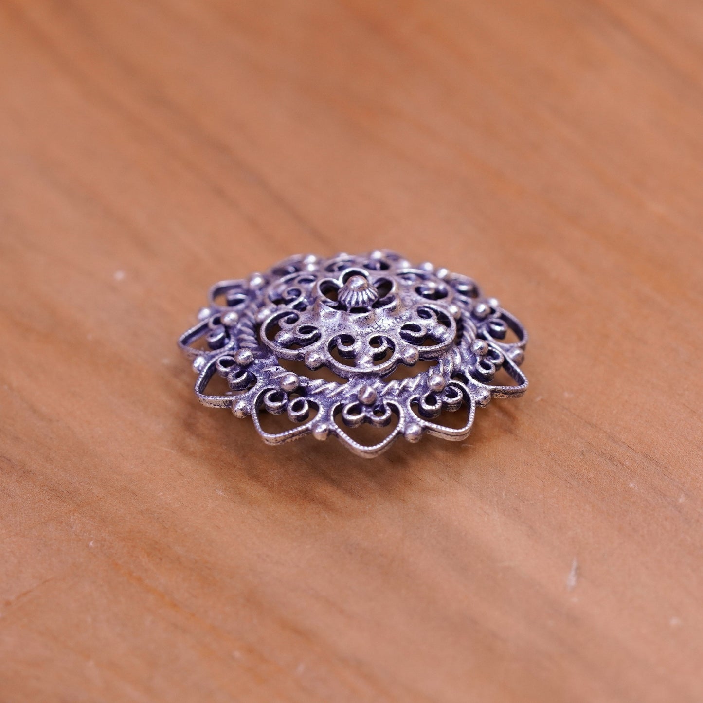 Vintage danecraft handmade sterling 925 silver filigree brooch