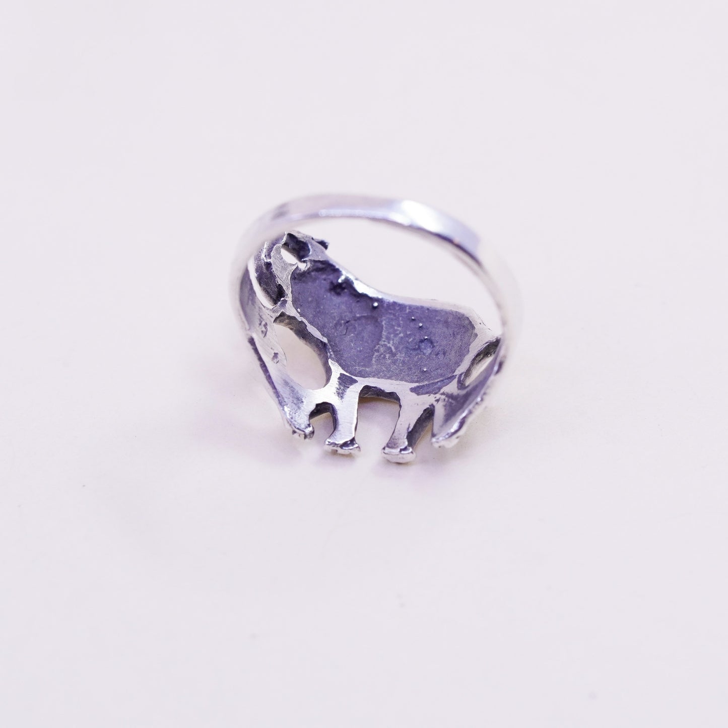 Size 6.25, vintage sterling silver handmade ring. 925 elephant band