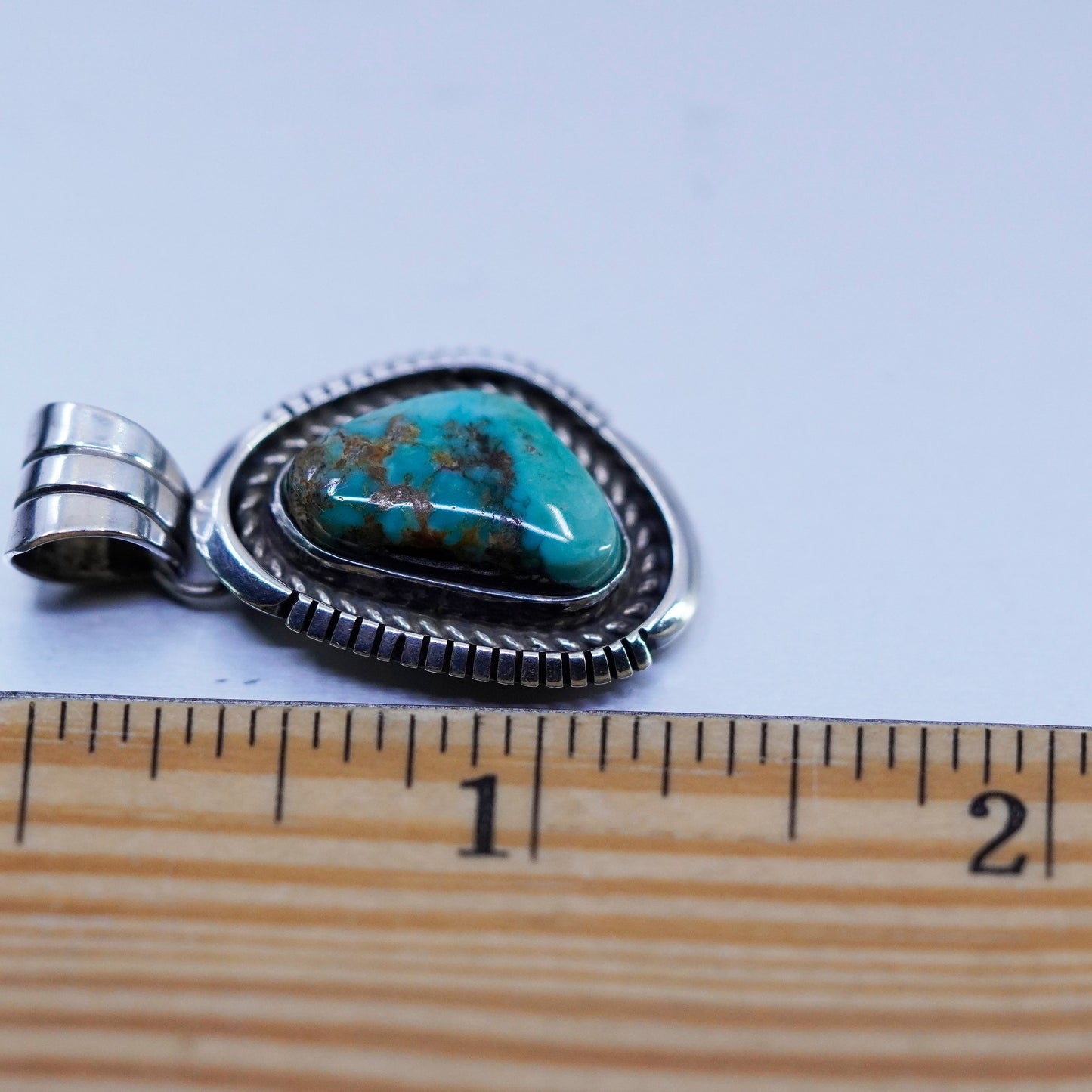 Native American Spencer sterling 925 silver pendant with turquoise