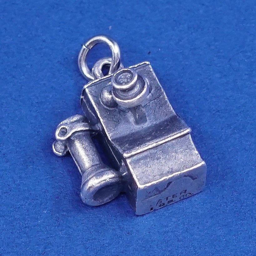 vtg LOB Sterling silver handmade pendant, 925 old fashion telephone