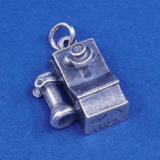 vtg LOB Sterling silver handmade pendant, 925 old fashion telephone