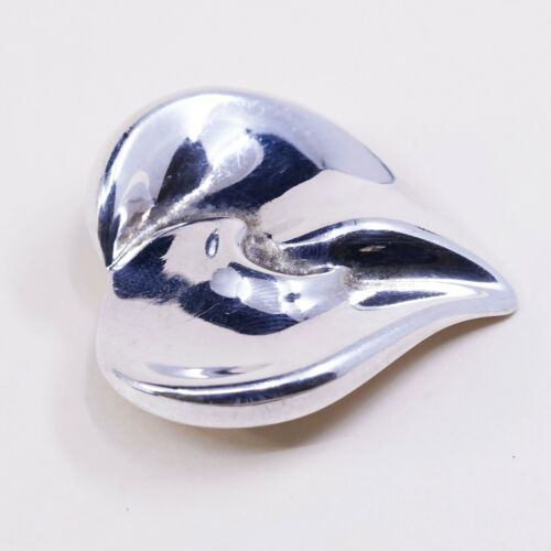 Vintage airess Sterling silver handmade brooch, Modern Puffy 925 heart pin