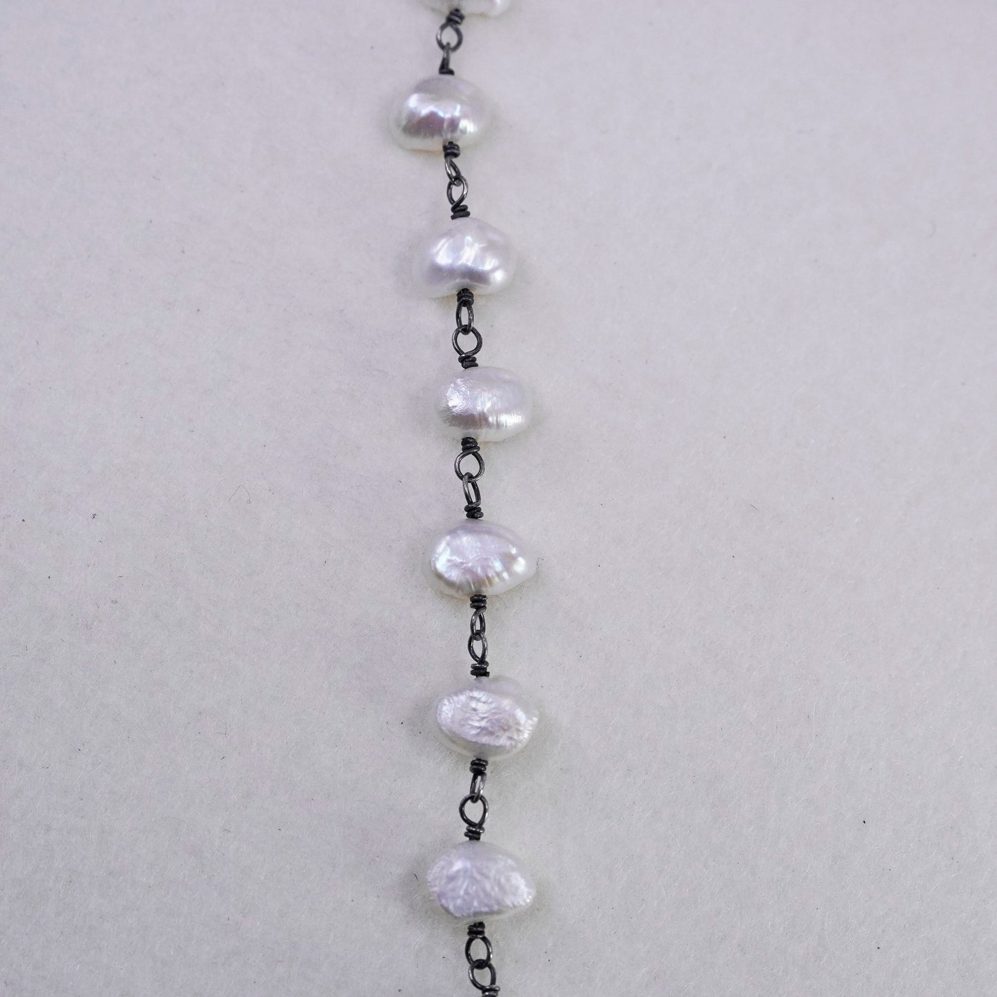 32”, vintage Sterling 925 silver chain necklace with pearl pendant