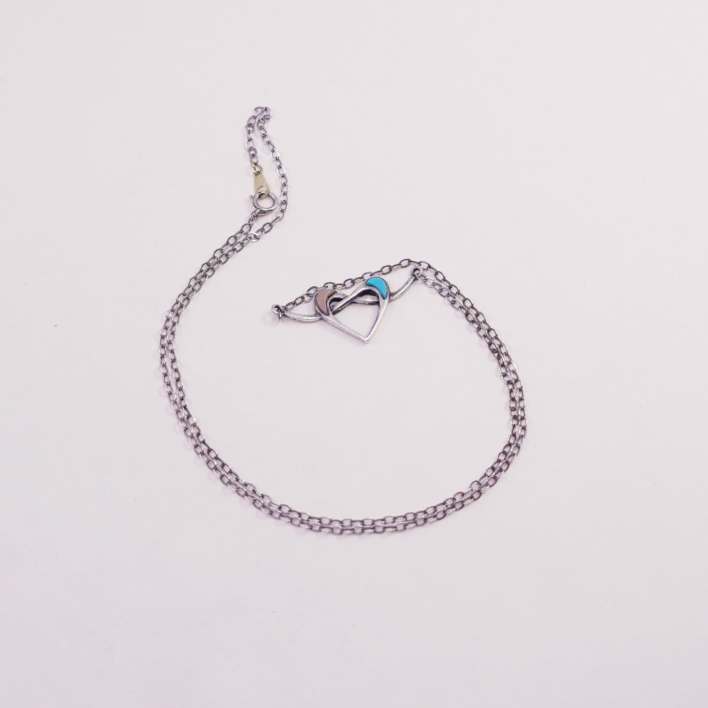 19”, Native American bell trading post Sterling 925 silver turquoise necklace