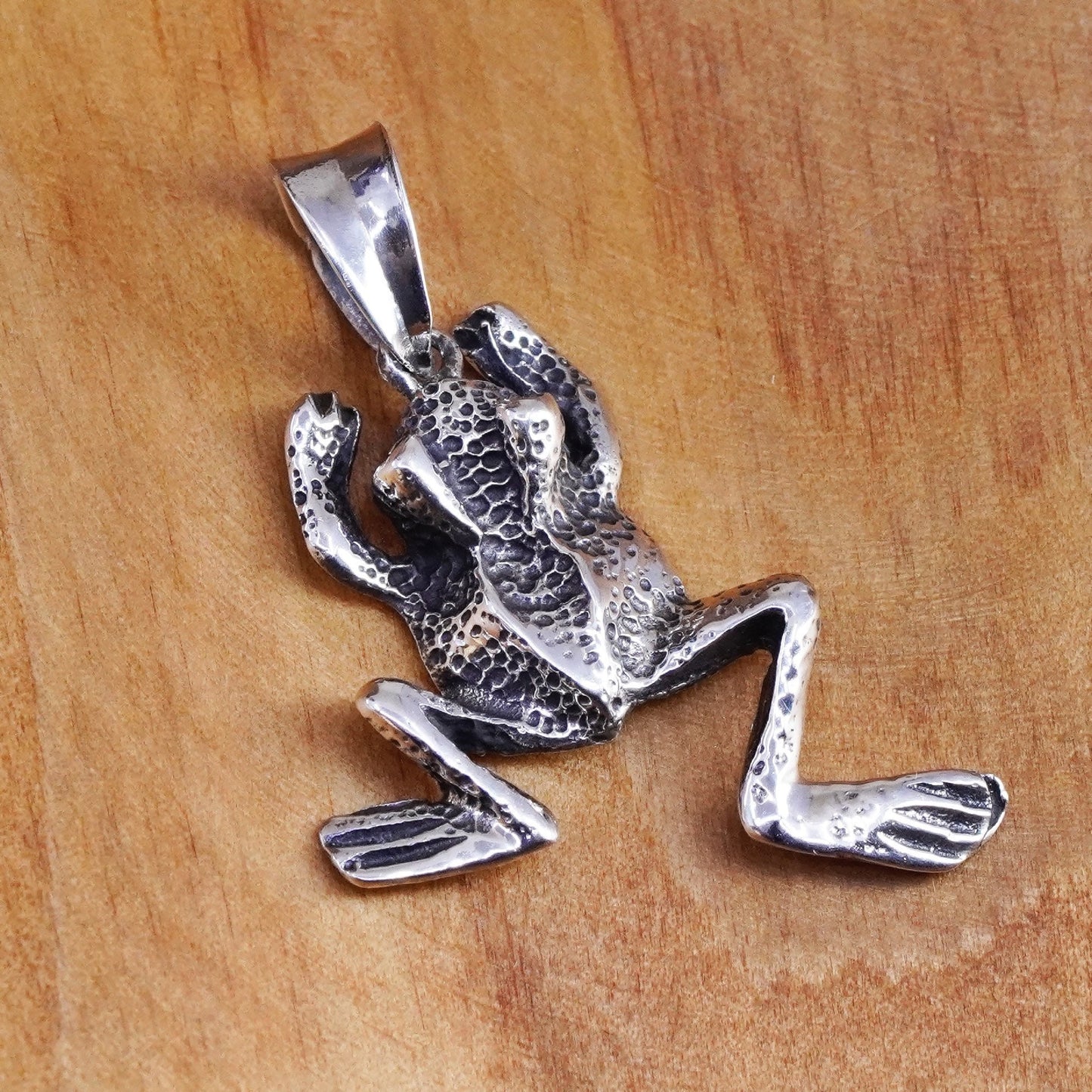 Vintage Sterling silver handmade pendant, 925 frog charm