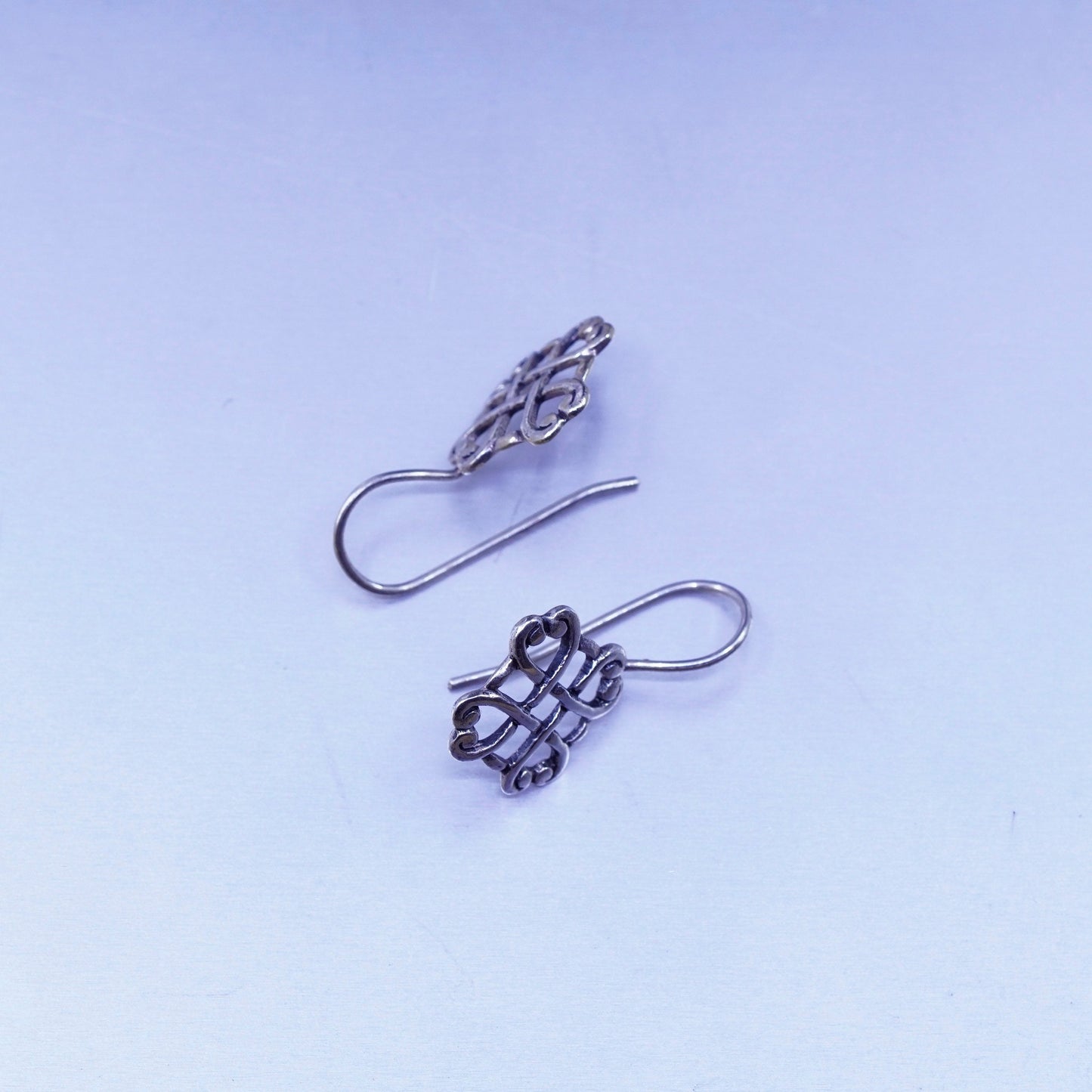 Vintage Irish Sterling 925 silver handmade filigree Celtic knot earrings