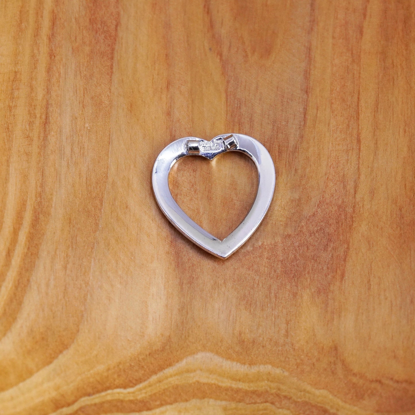 Vintage Sterling 925 silver handmade heart pendant with cz