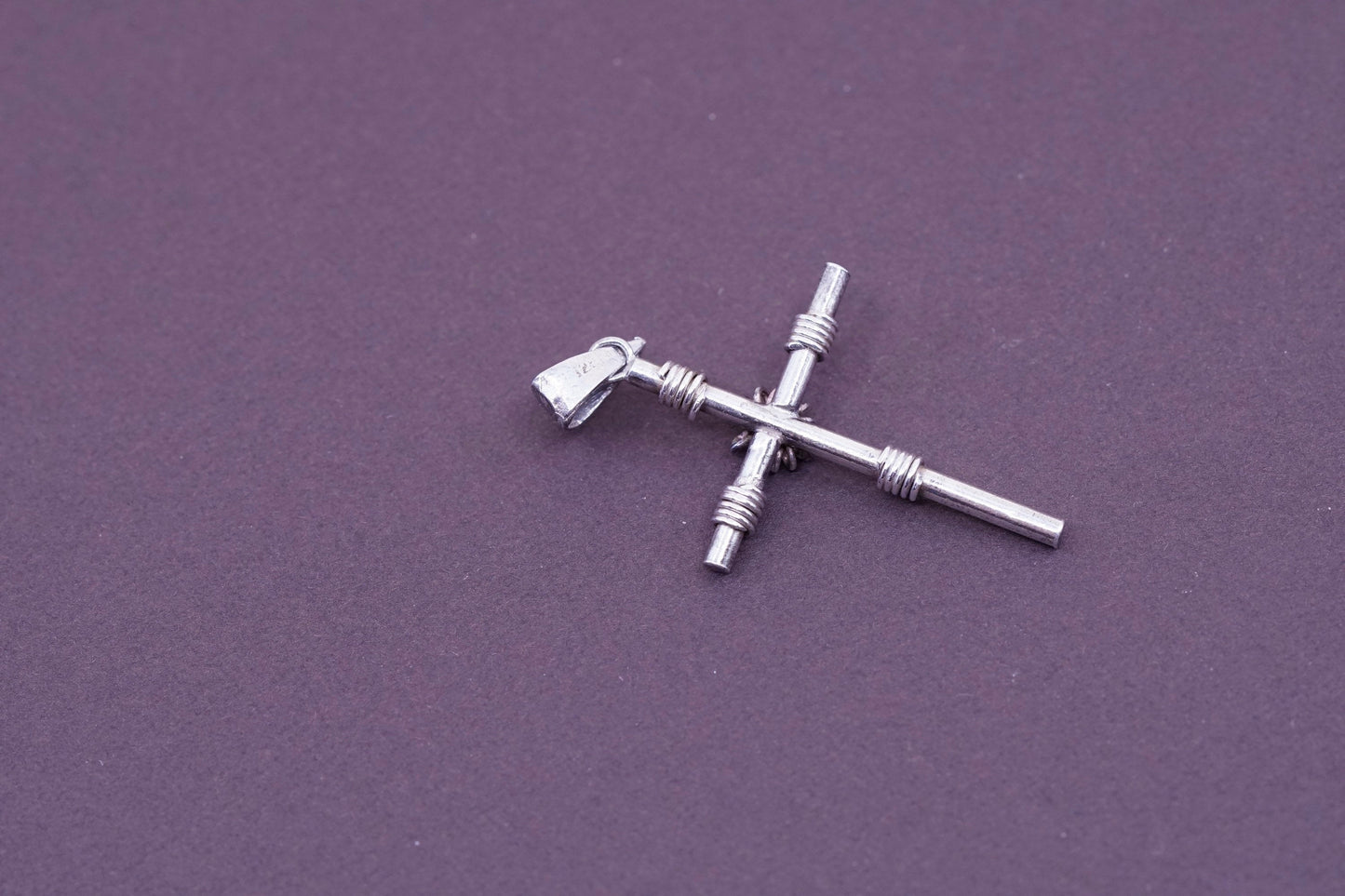 Vintage Sterling silver handmade pendant, 925 wired cross