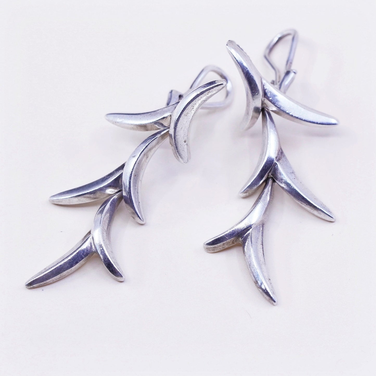 vtg Elizabeth Rand jewelry, modern sterling 925 silver clip on leafy earrings