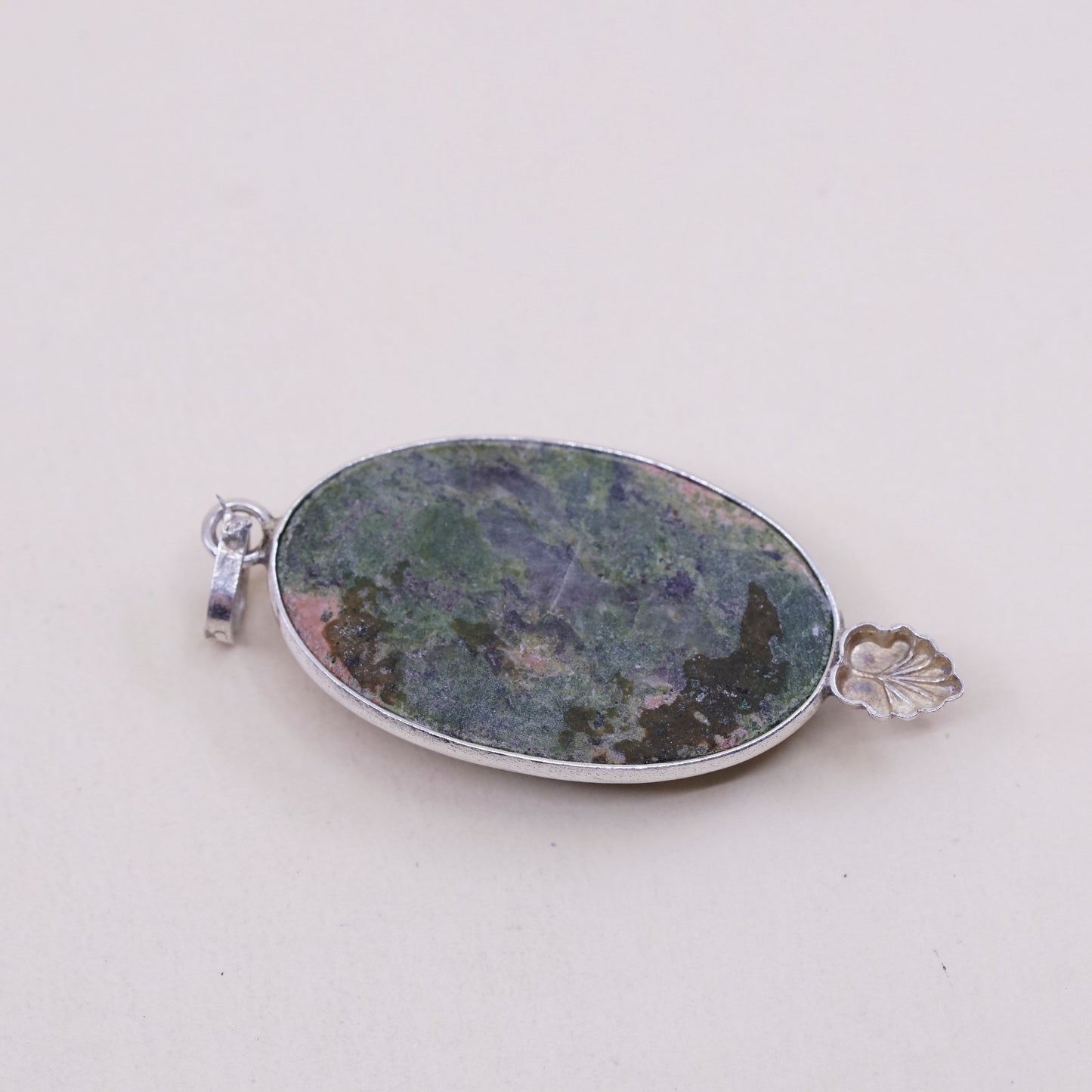 Vintage Sterling silver handmade pendant, oval Australian jasper