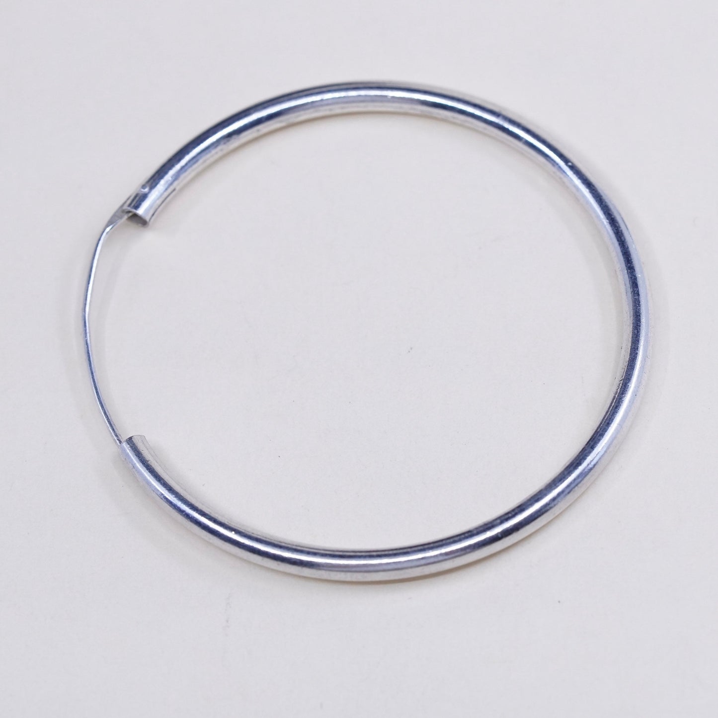1.75” Vintage sterling silver loop earrings, fashion minimalist primitive hoops