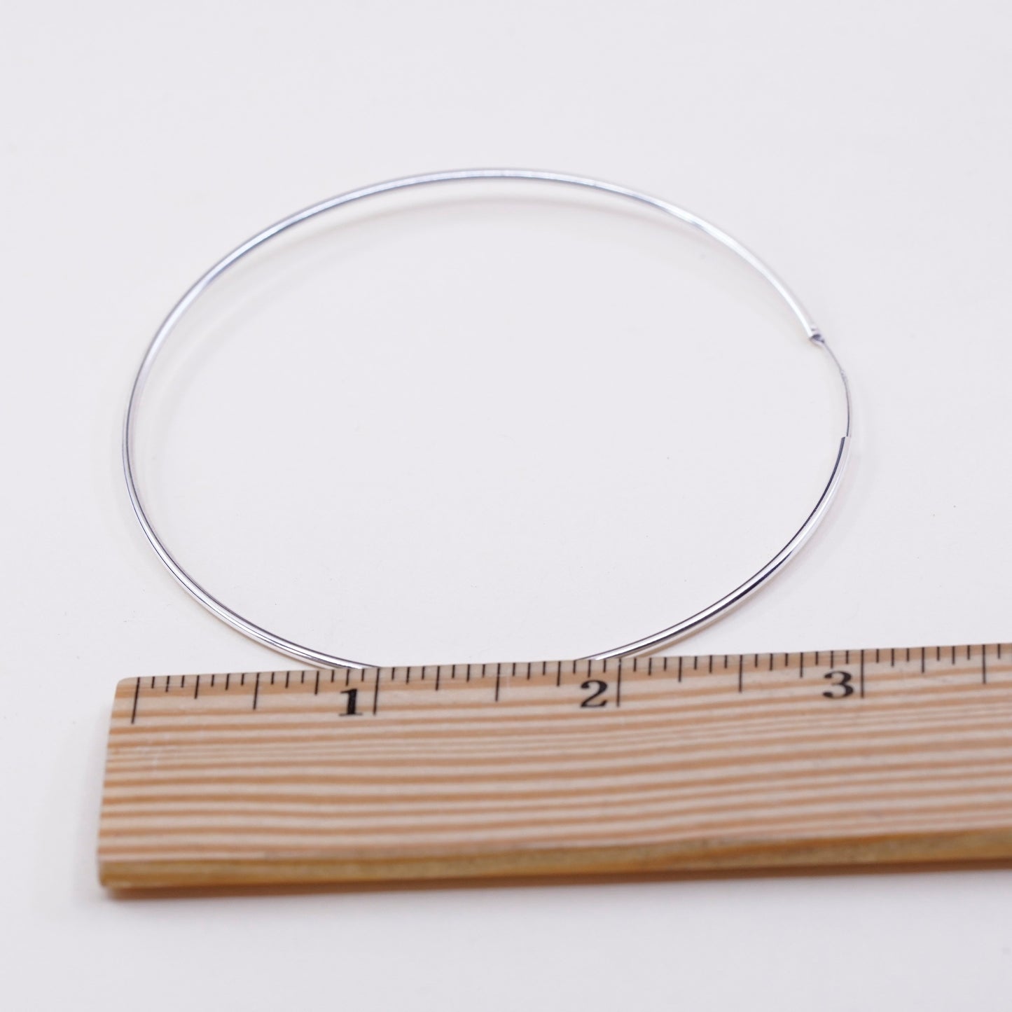 3” Vintage sterling silver loop earrings, fashion minimalist primitive hoops