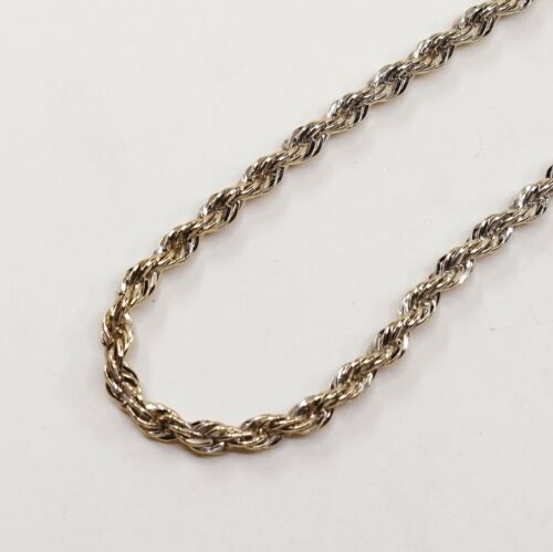 18” 5mm, Vtg Gold Vermeil 925 Sterling Silver Rope chain necklace, Stamped Ster