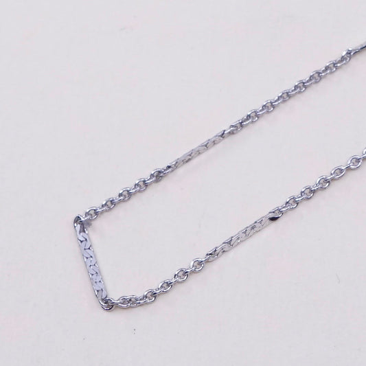 18”, 1mm, Vintage sterling silver necklace, 925 circle chain with flatten bar