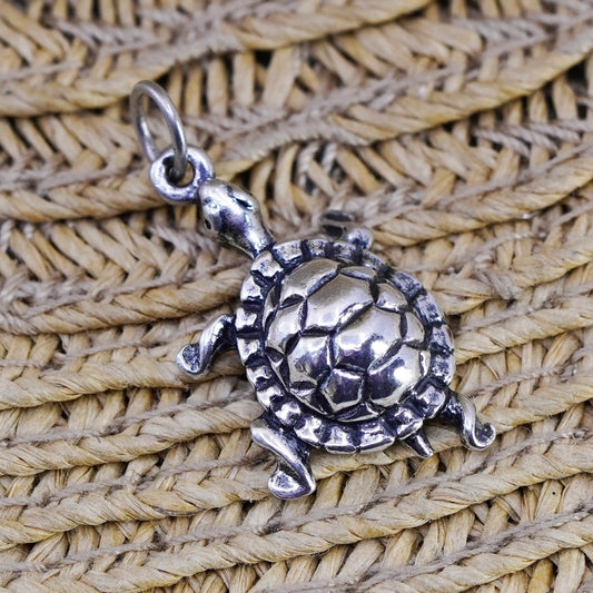 Vintage Sterling silver handmade pendant, 925 turtle charm