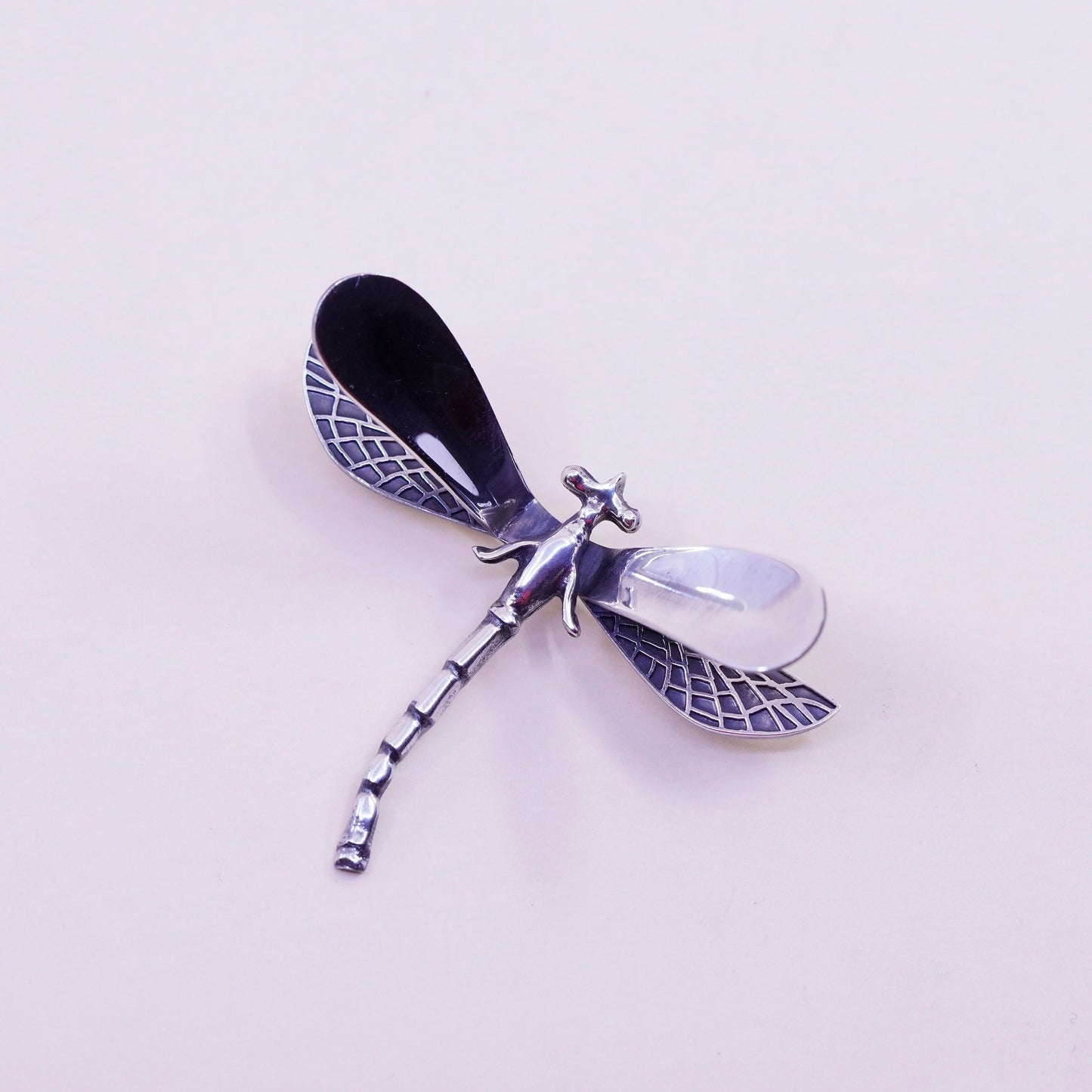 Vintage Sterling silver handmade brooch, 925 dragonfly pin