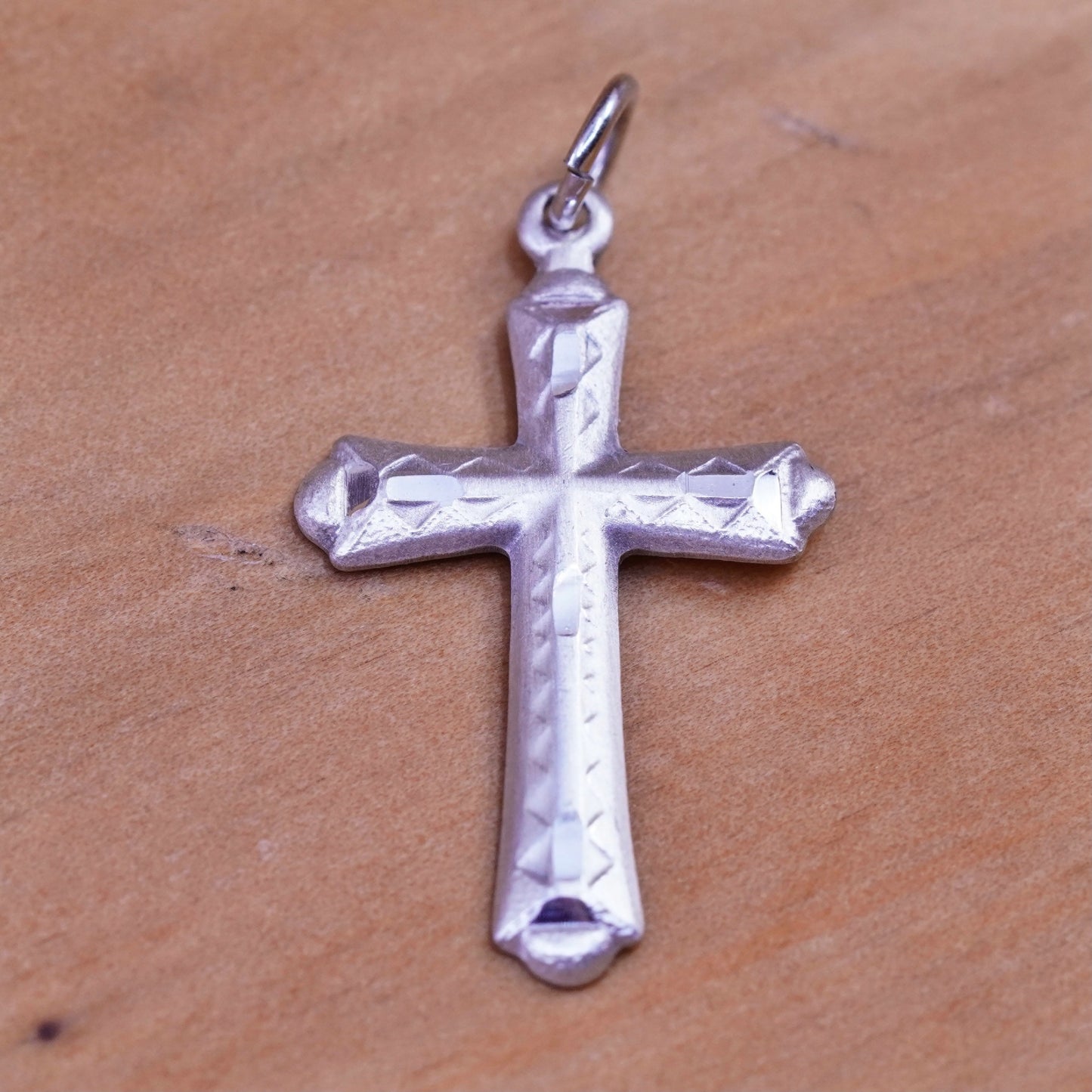 Vintage Sterling silver handmade pendant, 925 textured cross