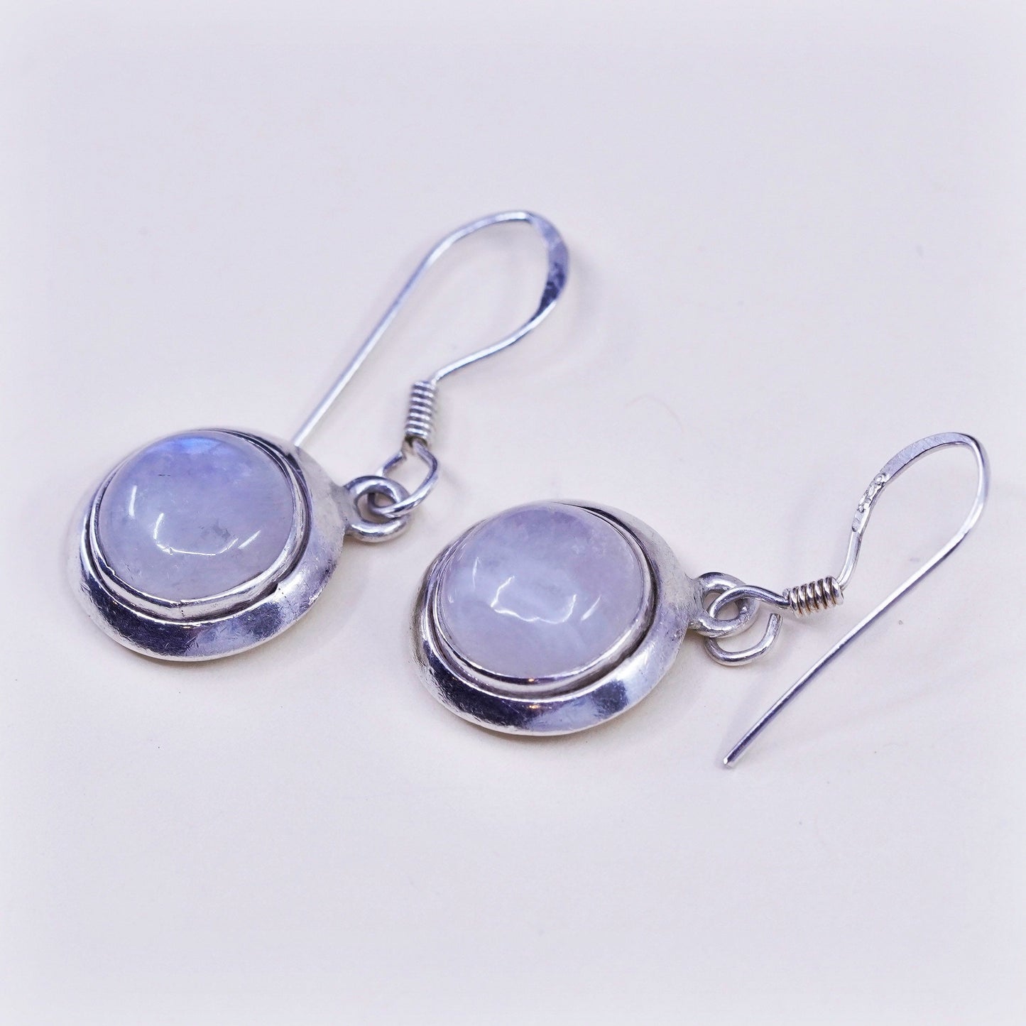 Vintage Sterling 925 silver handmade earrings with moonstone drops