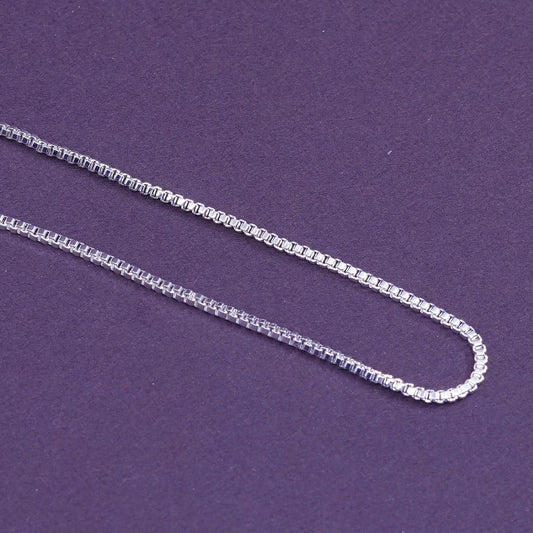 30”, 1mm, vintage Sterling silver box chain, Italy 925 necklace