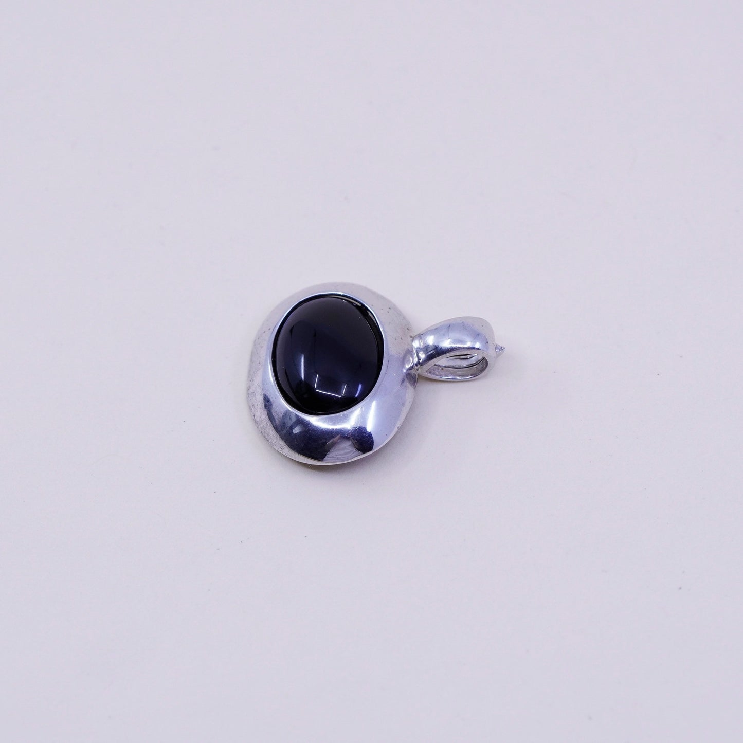 interchangeable handmade sterling silver pendant, 925 cage with oval black onyx