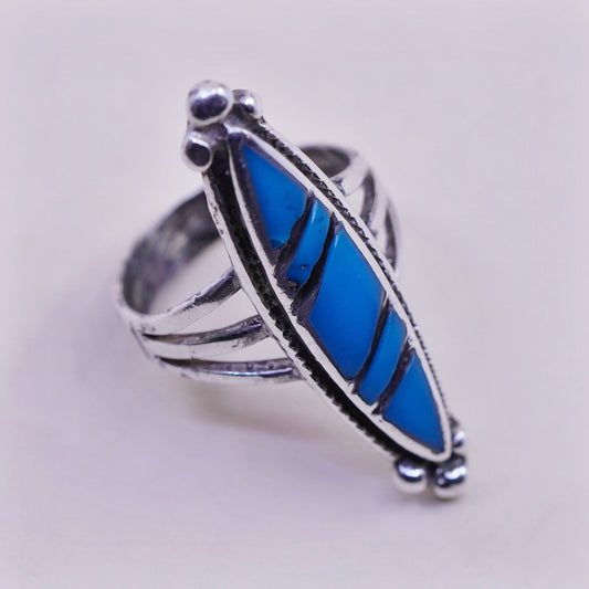 Size 7.25, sterling silver ring, Native American 925 silver ring oval turquoise