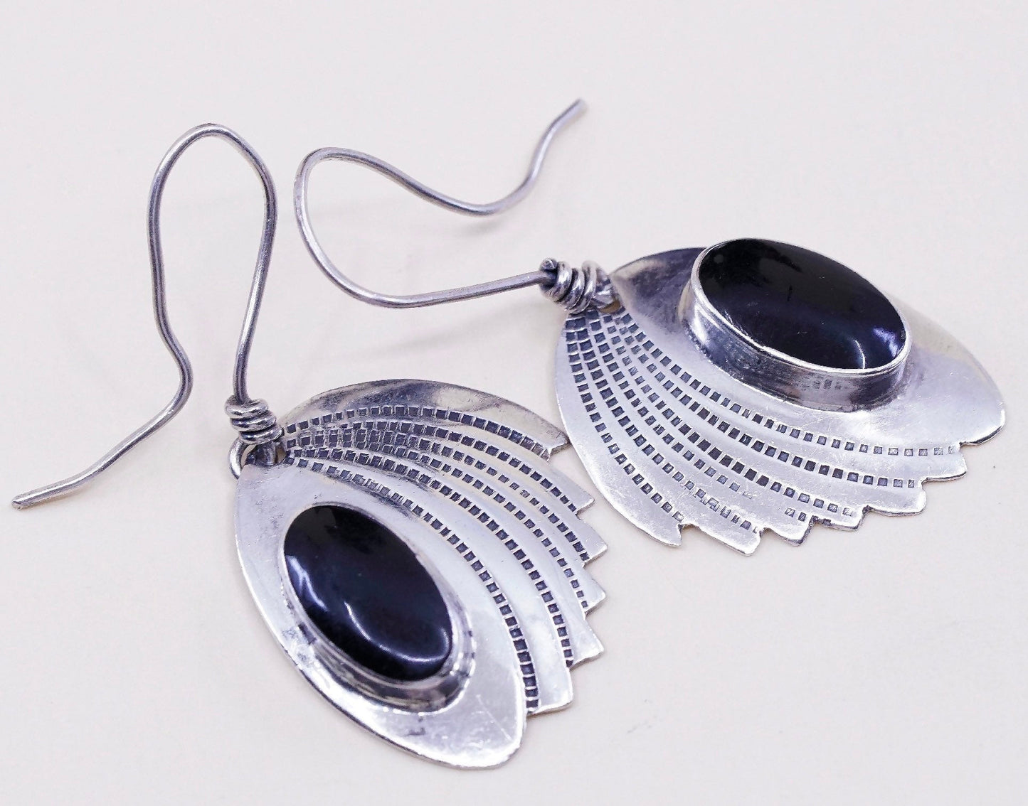 vtg Sterling silver handmade earrings, Native American southwestern 925 wings