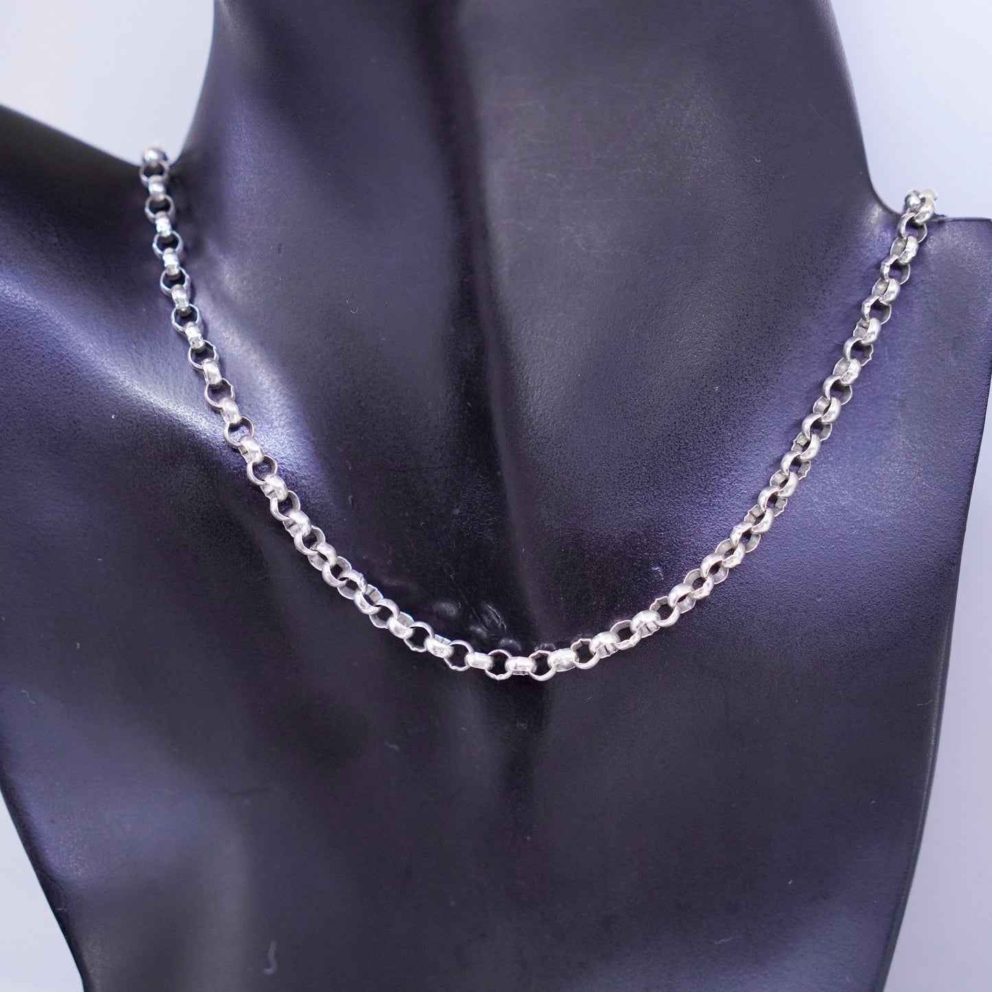 22” 5mm, vintage Italy Sterling 925 silver bold circle chain necklace