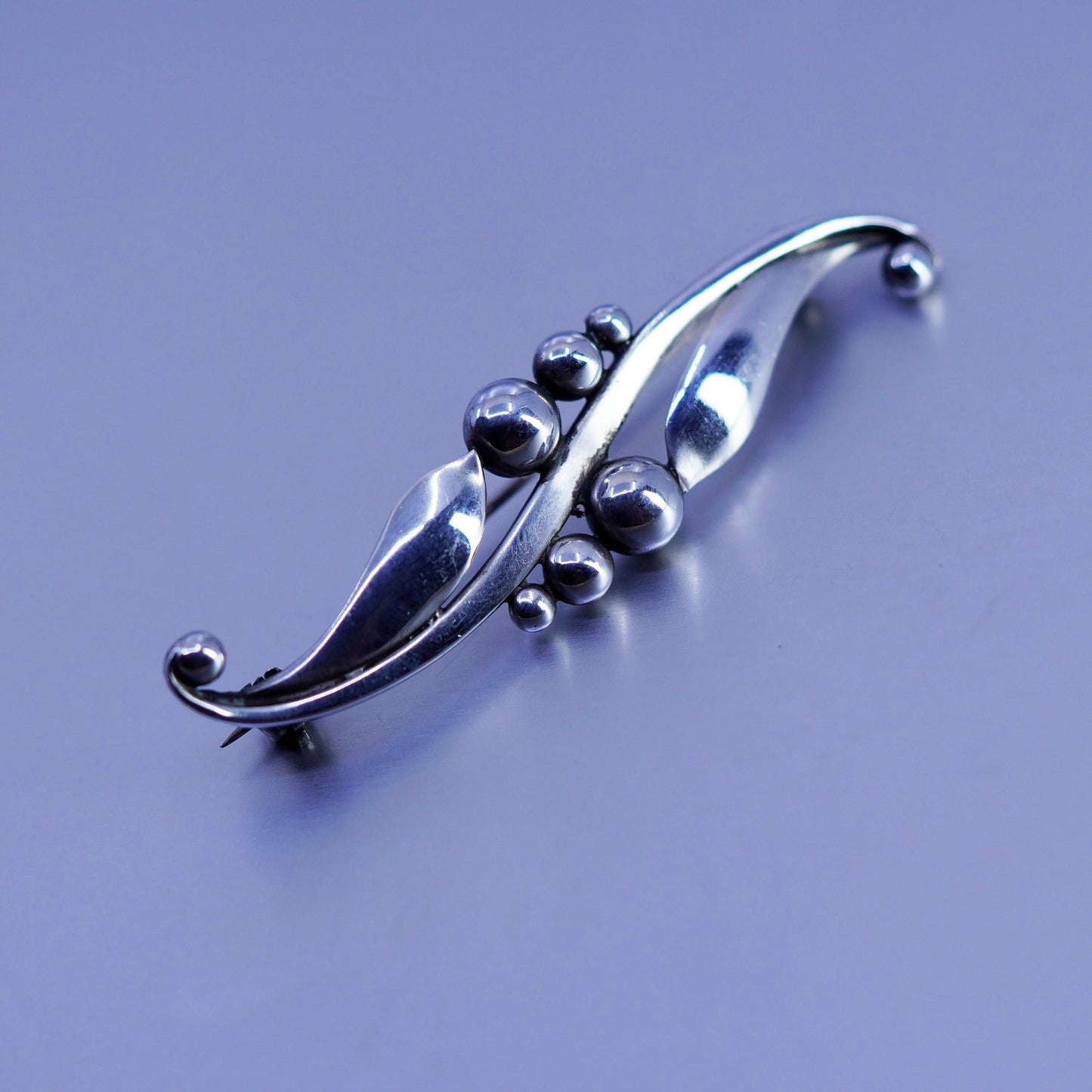 Denmark Just A Anderson handmade Sterling 925 Silver wavy Brooch